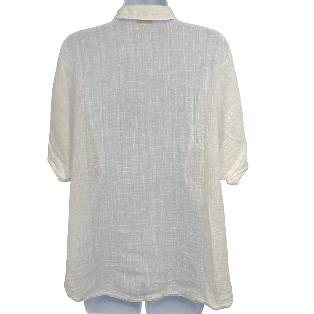 Sundance Gauze Button Down Shirt Womens SM Ivory Boxy Boho Oversized Beach - Picture 5 of 10